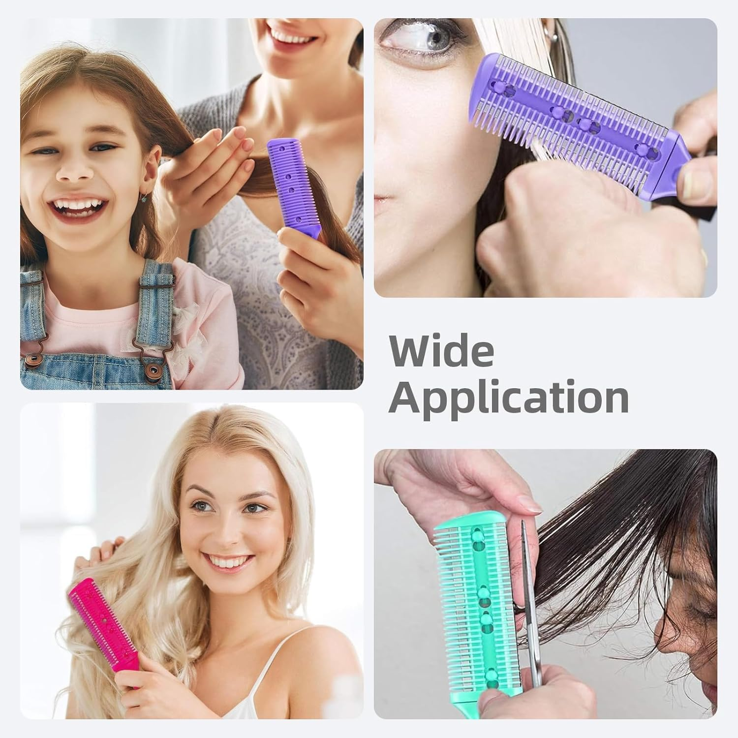 Loogujuzao 3Pcs Hair Cutting Comb Set with 10 Razors,Professional Double Edge Razor & Thinning Comb for Slim Haircuts, DIY Barber Tools, Precision Styling & Texturizing Ideal for Home & Salon Use image number 6