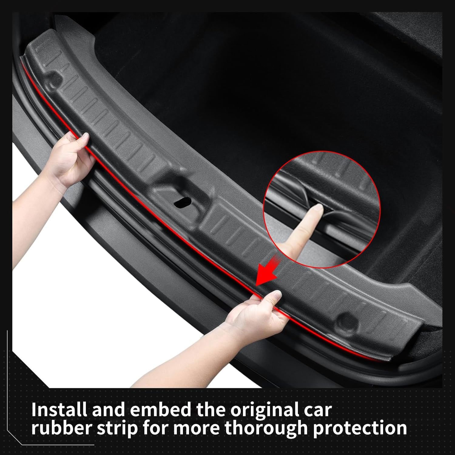 LUCKEASY Rear Bumper Guard for Tesla Model Y Juniper 2025 Rear Trunk Bumper Guard Sill Cover Protector for Model Y Accessories TPE Black image number 3