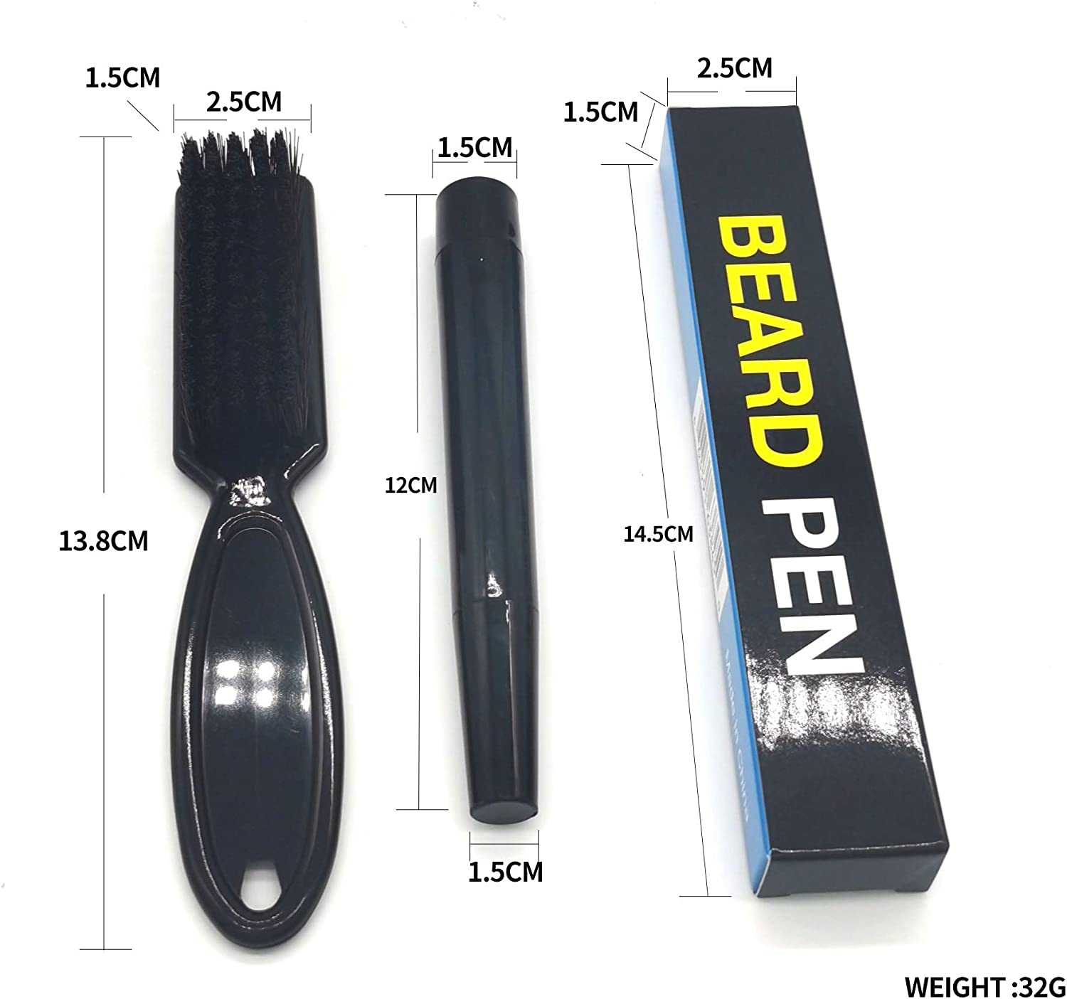 Tongke Beard Pen Filler for Men, Beard Pencil Creates Natural Looking Beard Long Lasting Waterproof with Bristle Brush (Black)