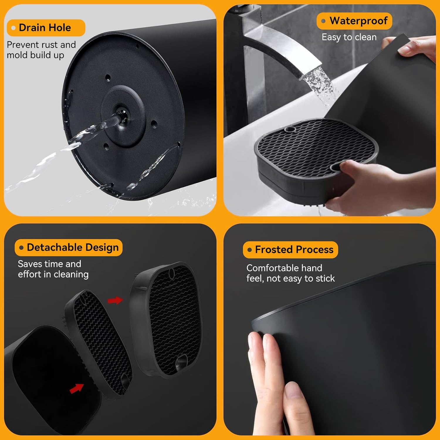 Knife Block without Knives Ninonly 2 in 1 Universal Square Knife Block for Kitchen with Scissors Slot Space Saving Detachable Knife Block Storage Holder for Protecingt Blade Easy Cleaning Black - White image number 7