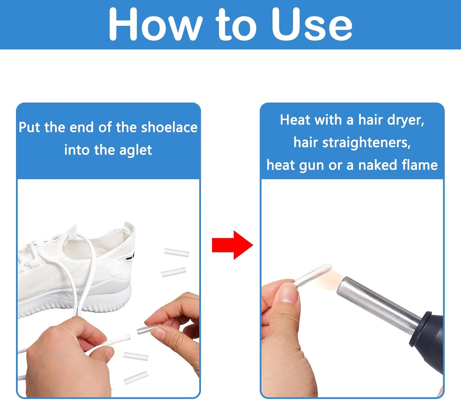 50Pcs Rope Head Sealing Heat Shrink Tubing Aglets for Shoelaces, 3 Sizs Shoe Lace Ends Tips for Shoe Strings, Sneaker Shoe Lace Shortening Repair Aglet Tips, Clothing Rope Heads image number 4