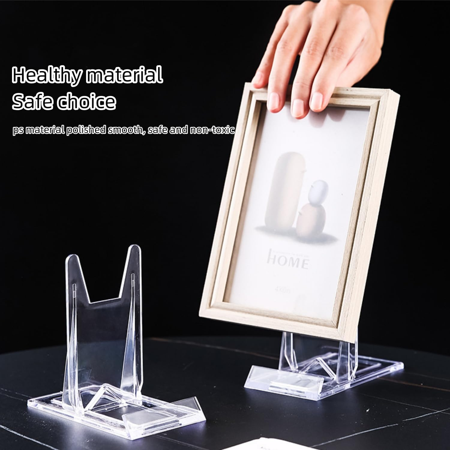 12 Pack Clear Plastic Plate Stands, Angle Adjustable Plastic Display Stand Easel, Clear Display Easel, for Display Pictures, Photo and Artworks image number 3