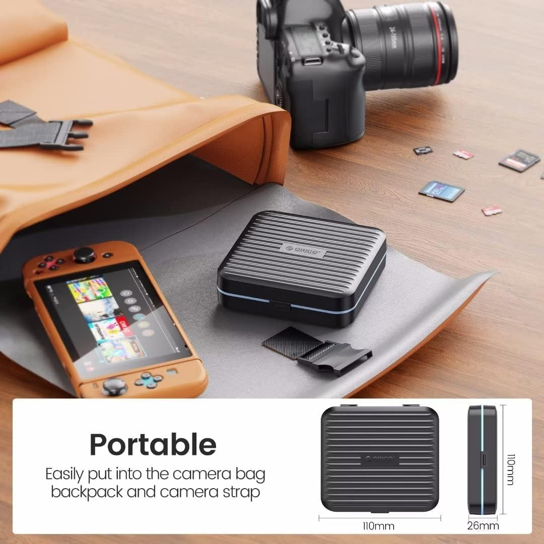 ORICO SD Card Holder, 15 Slot SD Card Memory, Can Be Used for 6 TF Cards, 6 SD Cards, 3 M.2 SSD, Shockproof and Dustproof, Labeled Storage Card Box image number 2