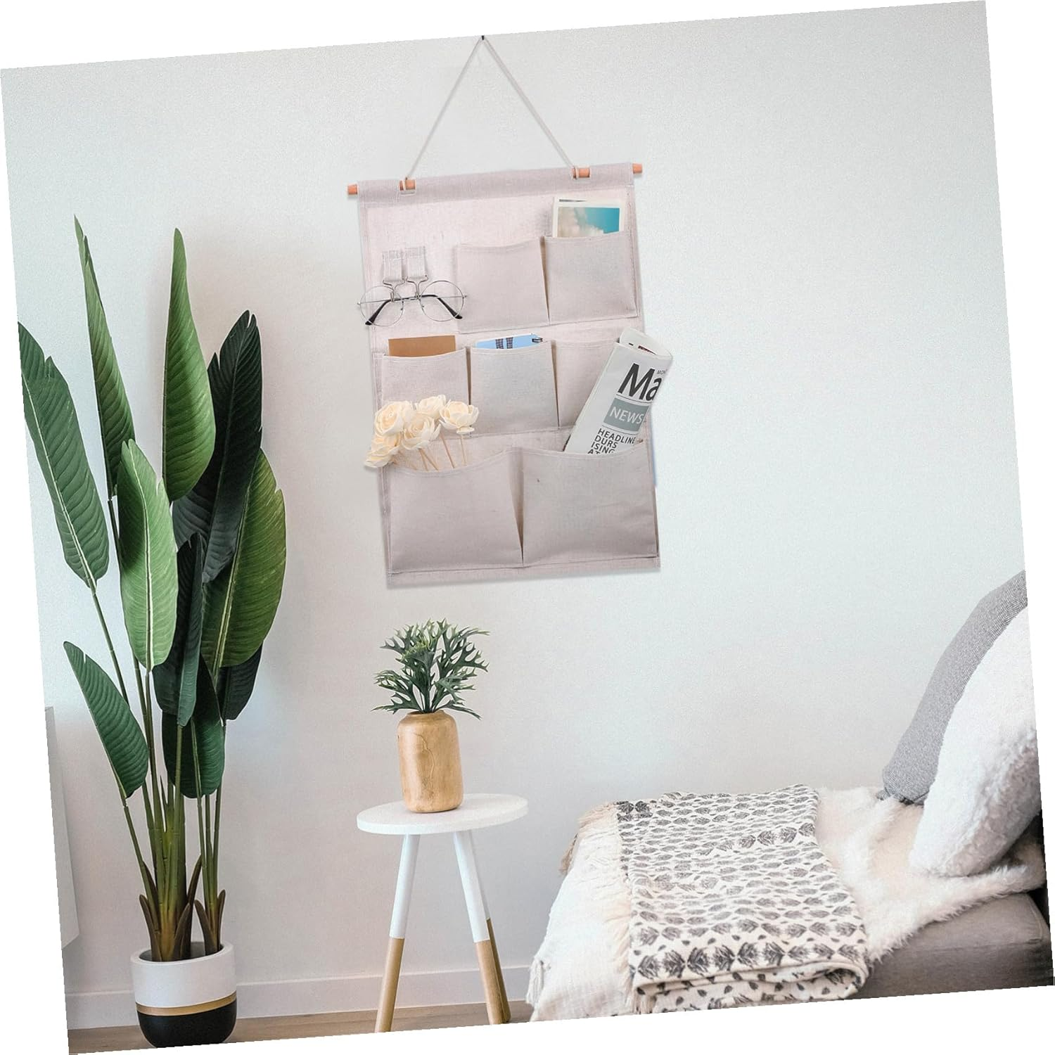 COMPUKAS Multi-Pocket Hanging Wall Organizer Bag Large Capacity Storage for Bedroom Door Wall Space-Saving Hanging Closet Organizer for Home Office Dorm Easy Installation for Items Sorting image number 2