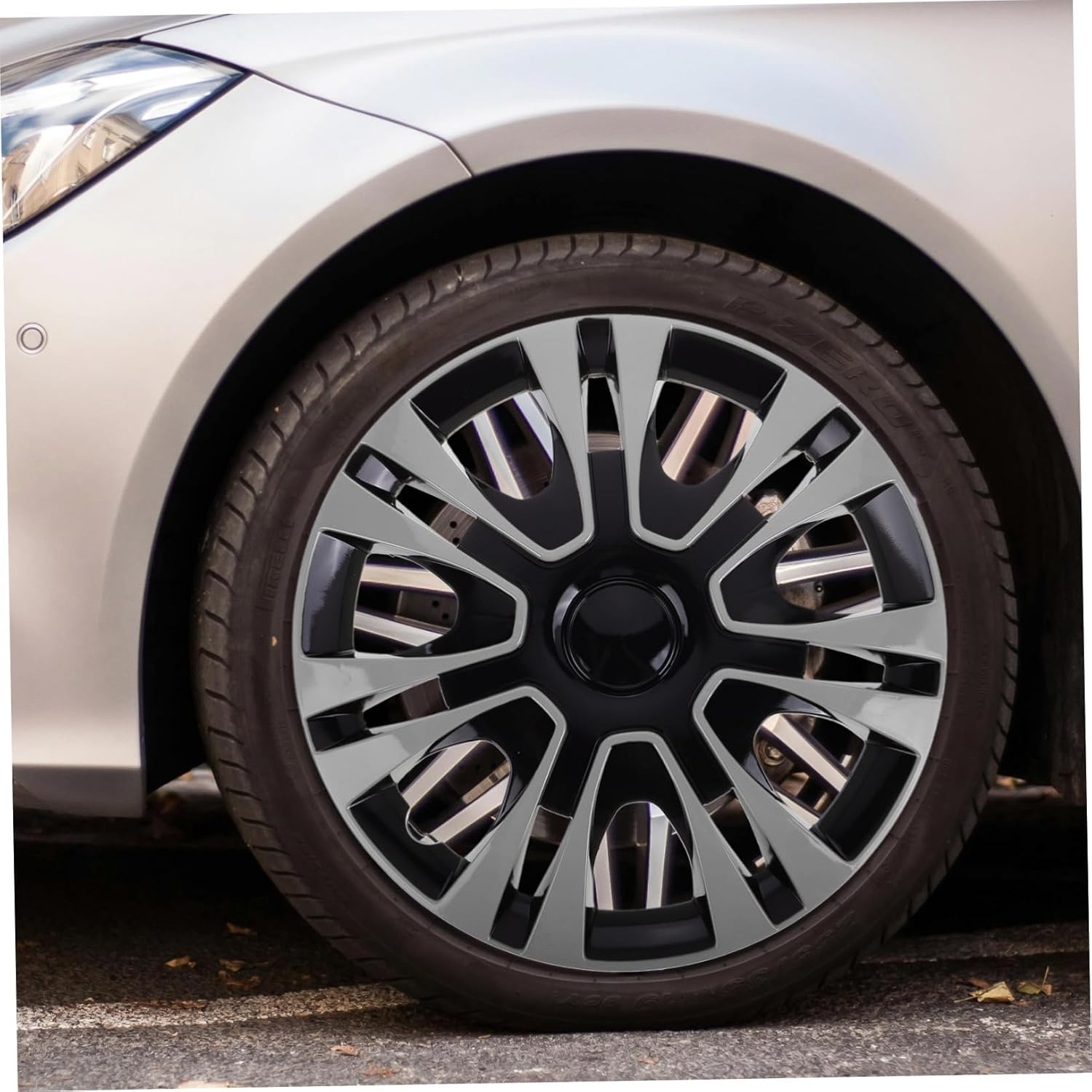 PAMINGONO 13-Inch Silver Hubcap Replacement Wheel Center Cap Universal Fit Automotive Tire Hub Cover for Cars Compact Vehicles