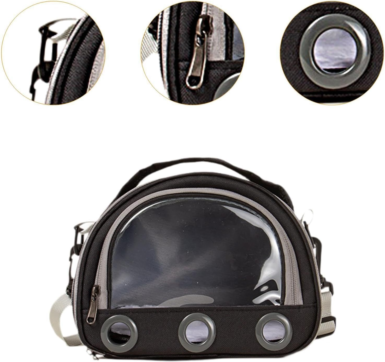 Hamster Travel Carrier Bag Guinea Pig Carrier Bag Travel Small Animals Chinchilla Outgoing Carrier Cage Carrying Shoulder Bag, Pink, S (Black,Small) image number 2