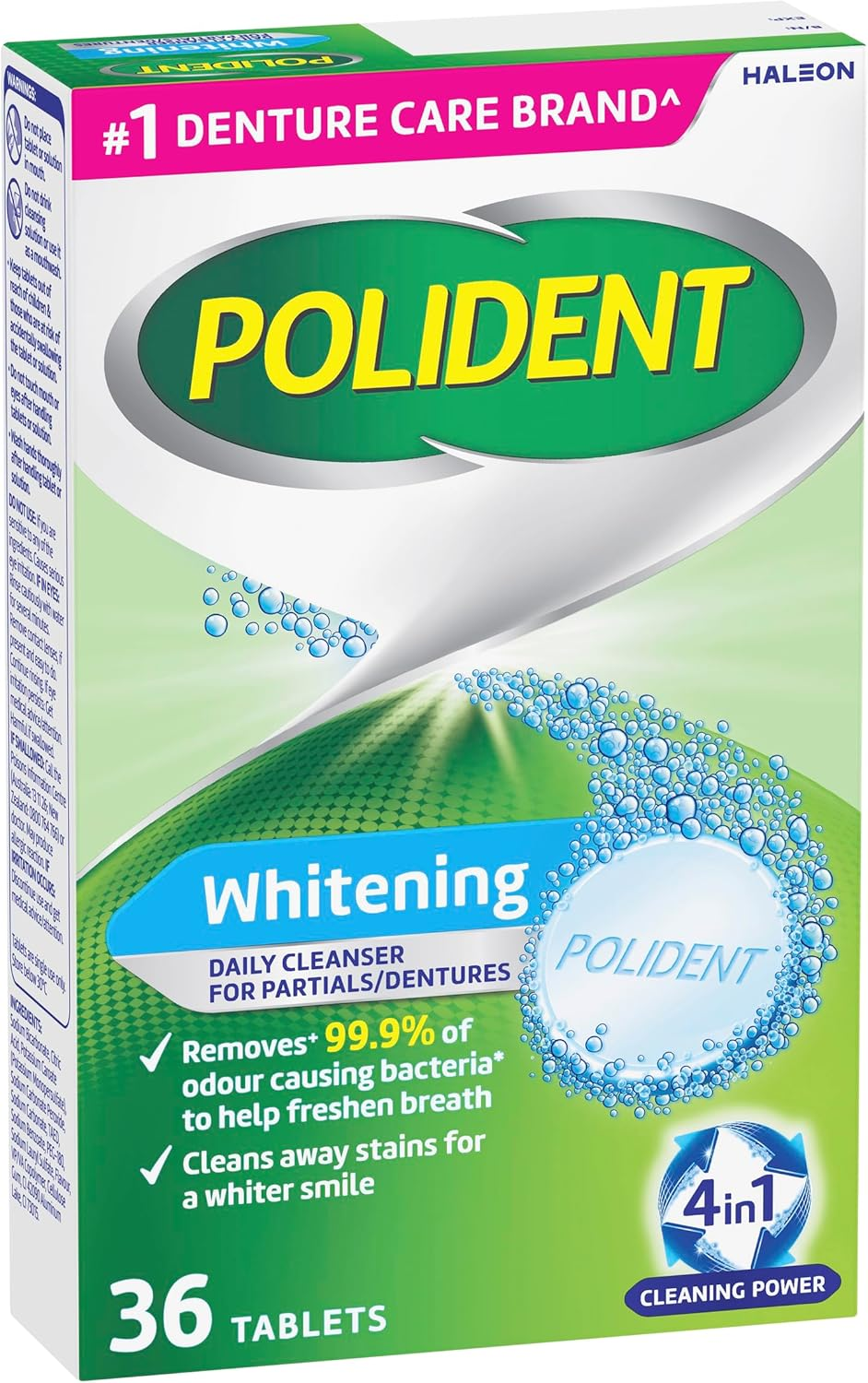 Polident Whitening Denture Cleaner Daily Cleanser for Partials/Dentures, 36 Pack image number 3