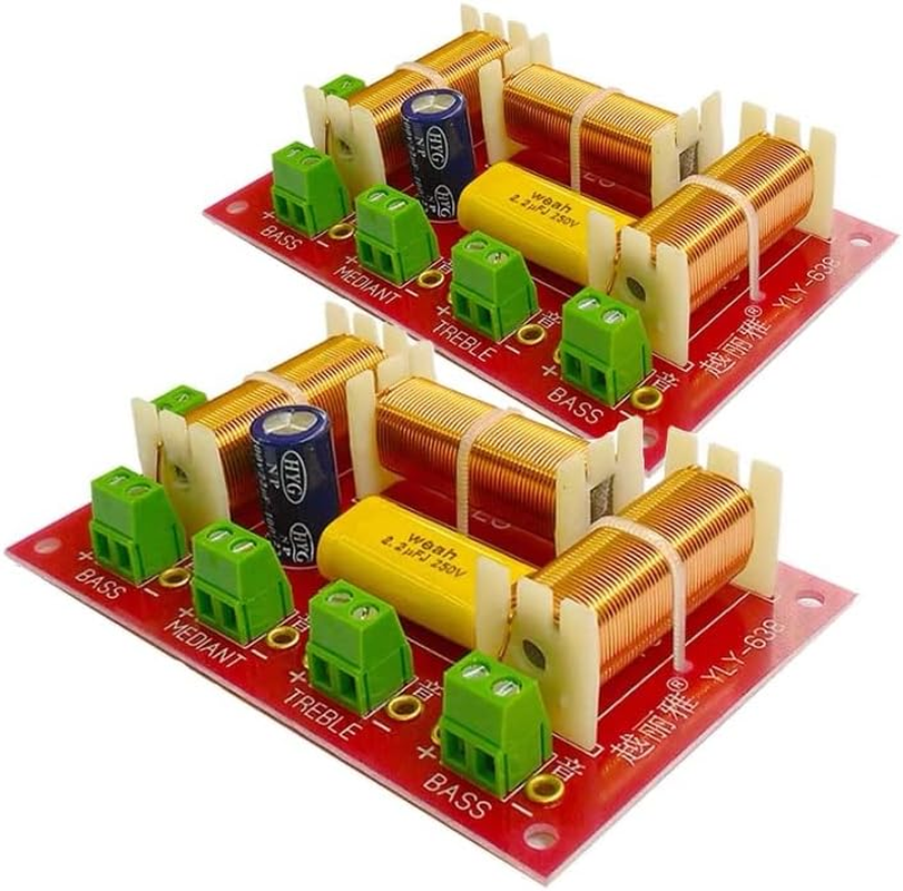 HOOCI 2PCS 3 Way 200W Dual Bass Speaker Frequency Divider Home Theater Hifi Stereo DIY Audio Crossover Filters