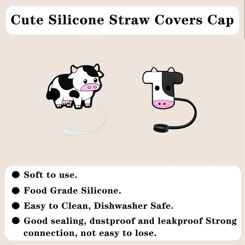 Cute Water Bottle Holder Bag Stanley Cup Bag, Cow Print Water Bottle Pouch with Adjustable Shoulder Strap, Stanley Cup Holder with 2Pcs Cow Straw Covers for Hiking, Camping, Fishing image number 4