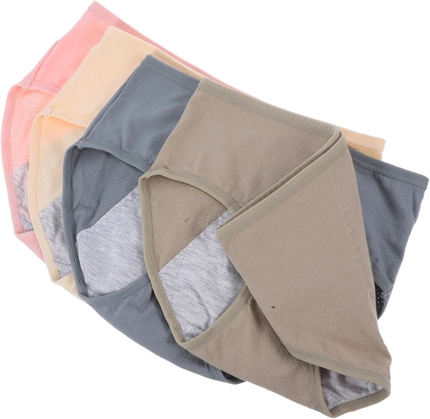 Heavy Flow Leakproof Women Cotton Briefs High Waist Postpartum Period Panties Breathable Comfortable Underwear for Sensitive Skin Grey