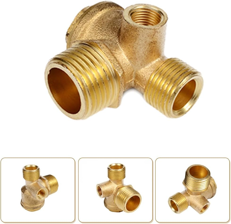 Check Valve, Compressor Check Valve, 3 Way Air Compressor Valve for Direct Air Compressor (Male, 1/2" X 1/2" X 1/8") image number 3