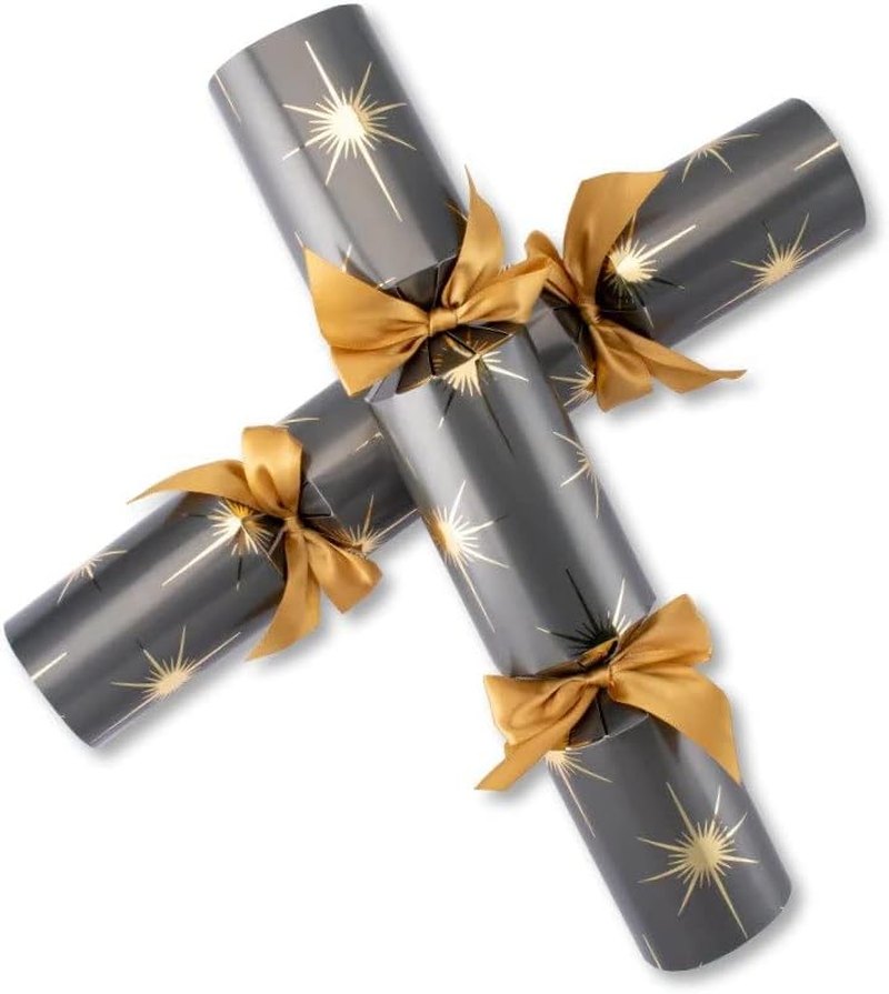 Luxury Christmas Star Handmade Bon Bons | Box of 8 | Silver-Grey with Gold Bow & North Star Design | Includes Miniature Gifts & Party Fun image number 6