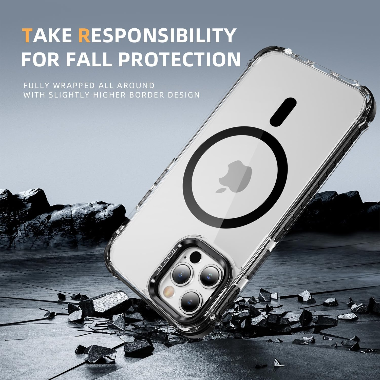 For Iphone 13 Case,For Iphone 14 Case with Metal Camera Stand,Magnetic High-Transparency Full Protection Shockproof Cover for Iphone 13/14 (Black) image number 4