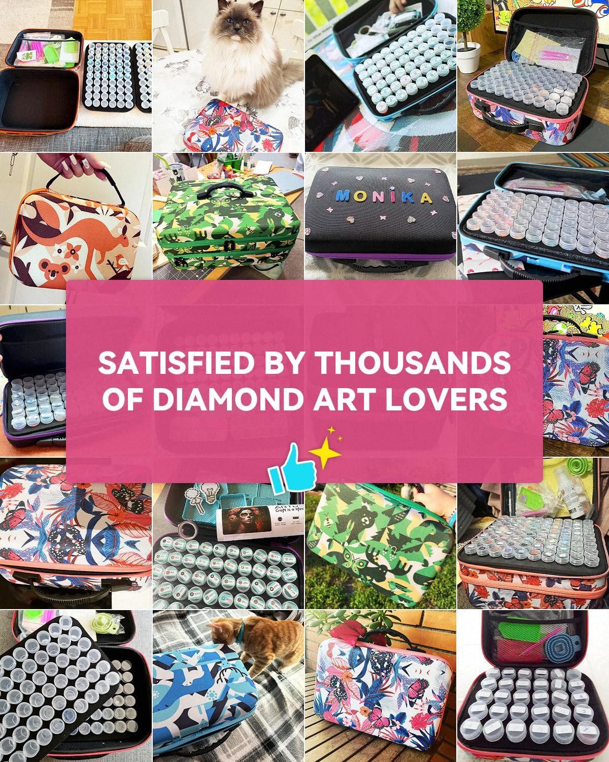 ARTDOT 60 Slots Storage Container for Diamond Painting Kits for Adults,Portable Diamond Art Storage Organizer with Accessories and Tools image number 2