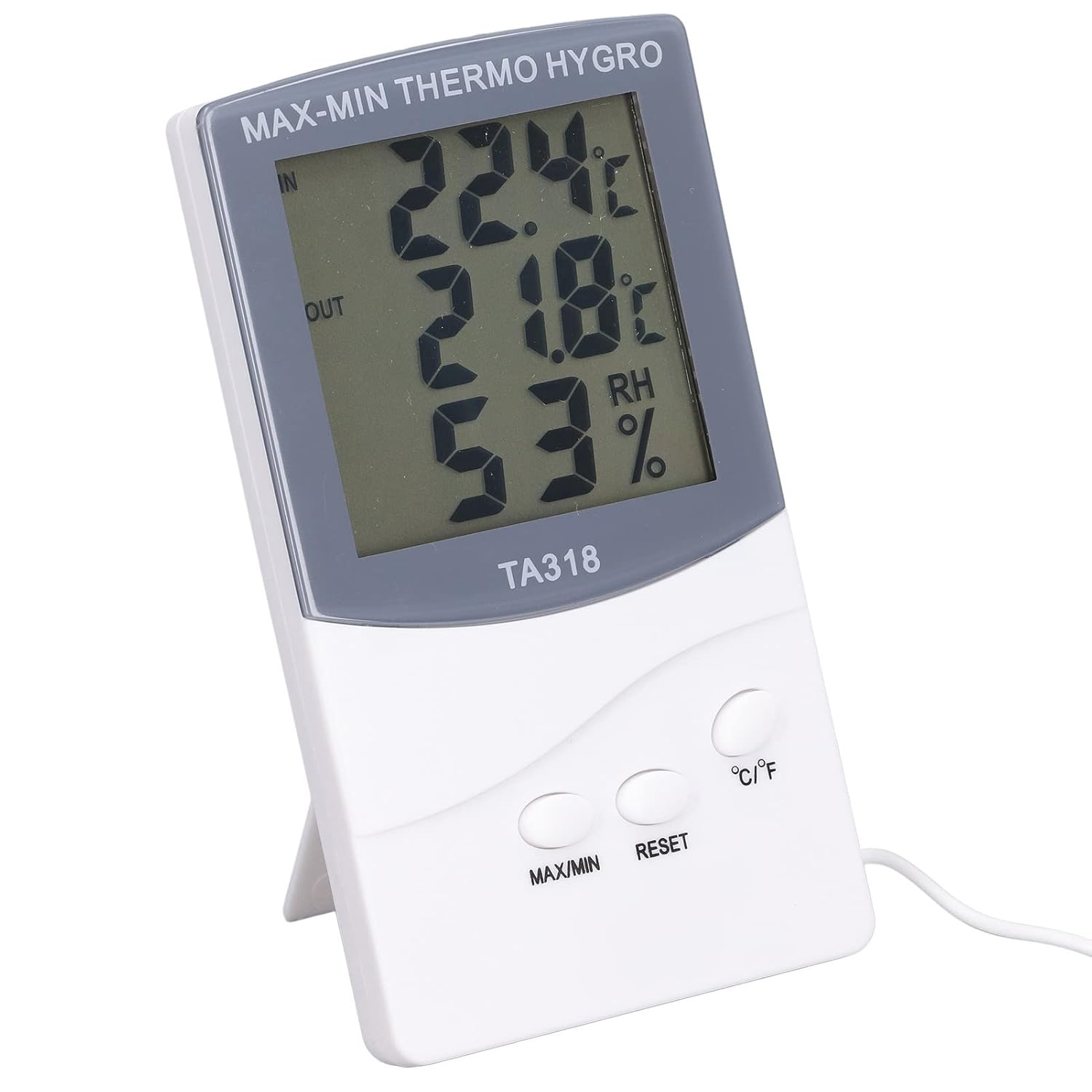 Large Screen Temperature Humidity Meter Indoor Outdoor Digital Thermometer with Probe Adjustment Degrees for Household image number 6