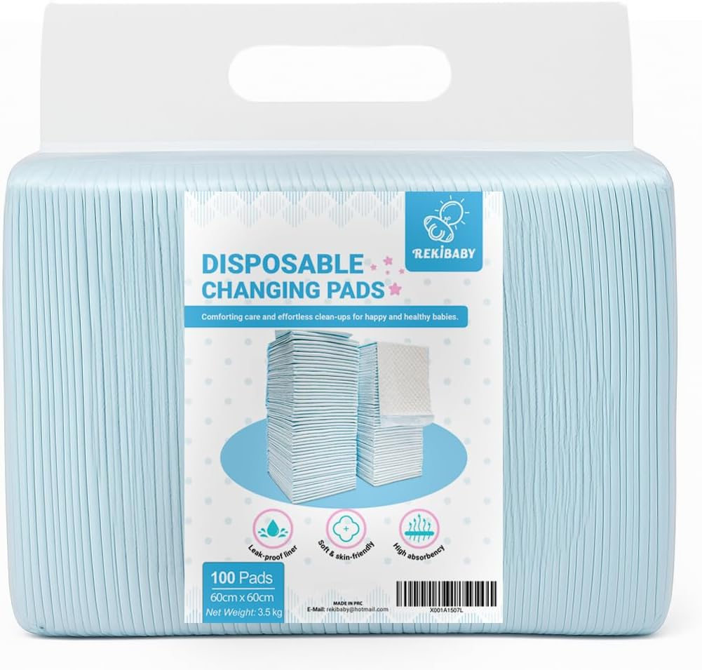Disposable Underpad 60Cm X 60Cm, Pack of 100, Disposable Changing Pads for Baby and Pet Waterproof Diaper Changing Pad Breathable Underpads Bed Table Protector Mat image number 2