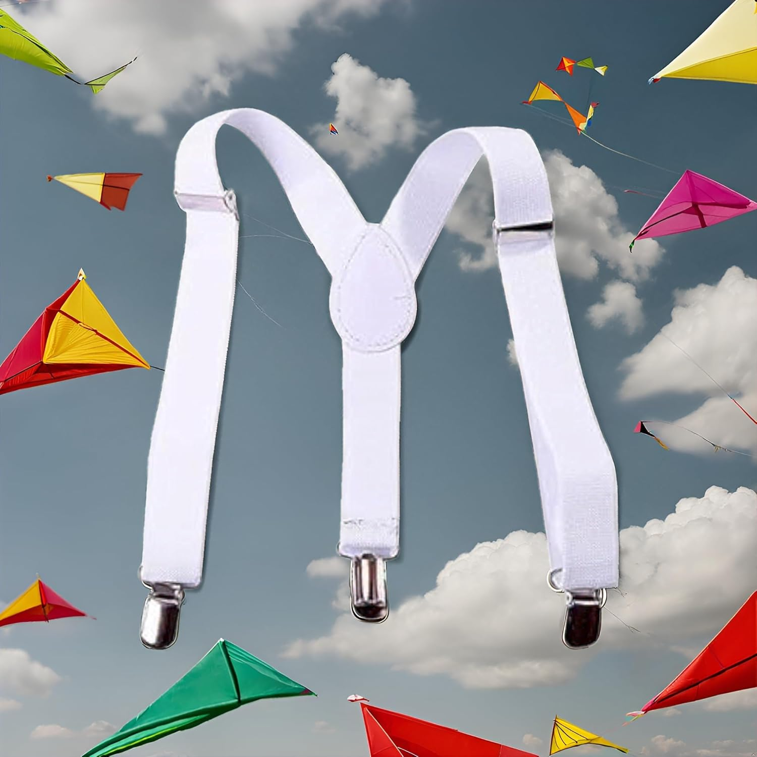Juroicessry White Child Kids Girls Boys Suspenders Braces,Adjustable Clip on Y-Back Elastic Suspenders with Metal Clips for Boys Girls Boys' Suspenders Accessories, 1 image number 6