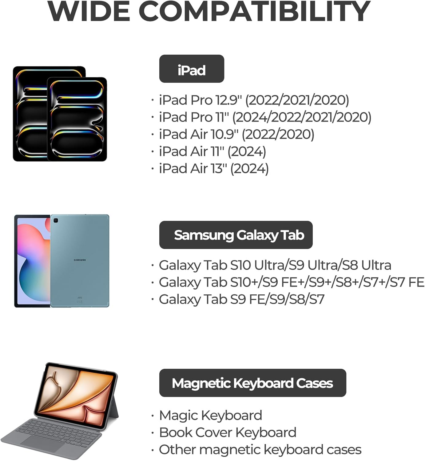 Dexnor Magnetic Phone Holder for Magic Keyboard, Compatible with Magsafe and Non-Magsafe Phone, Slim Portable Foldable Productivity Stand Mount for Ipad/Samsung Magnetic Keyboard Cases - Black image number 6