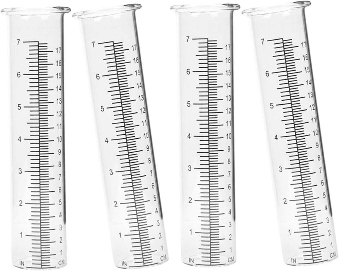 4Pcs Transparent Rain Measuring Tubes Glass Rain Gauge Outdoor Water for Garden Lawn Patio for Plant Moisture Monitoring image number 5