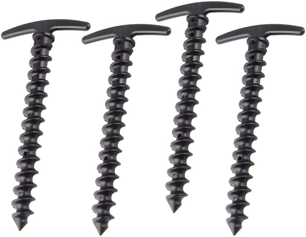 Happyyami Lightweight Nylon Tent Pegs 10 Pack Screw in Camping Stakes for Beach Muddy Grassland Outdoor Use