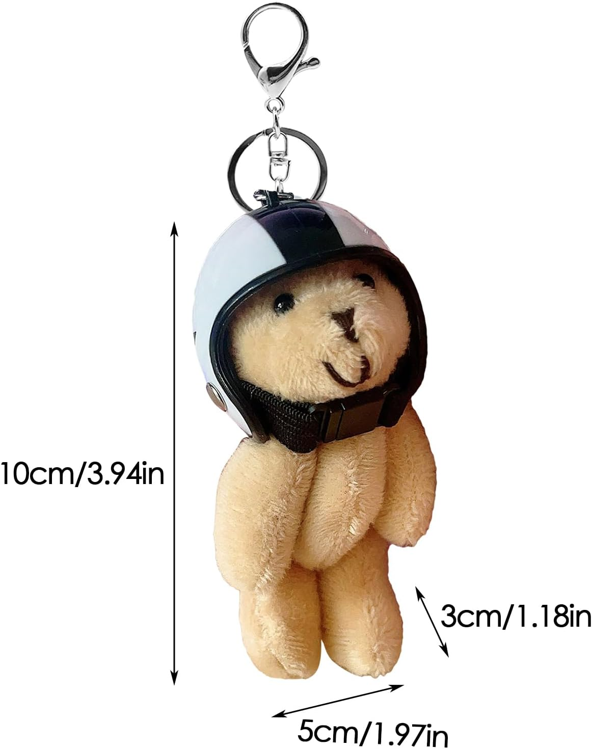 Weqizuerqi Cute Bear Keyring, Helmeted Teddy Bear | Decorative Pendant, Animal Ring for Women Decoration Bag Travel Bag Wallet - White image number 2