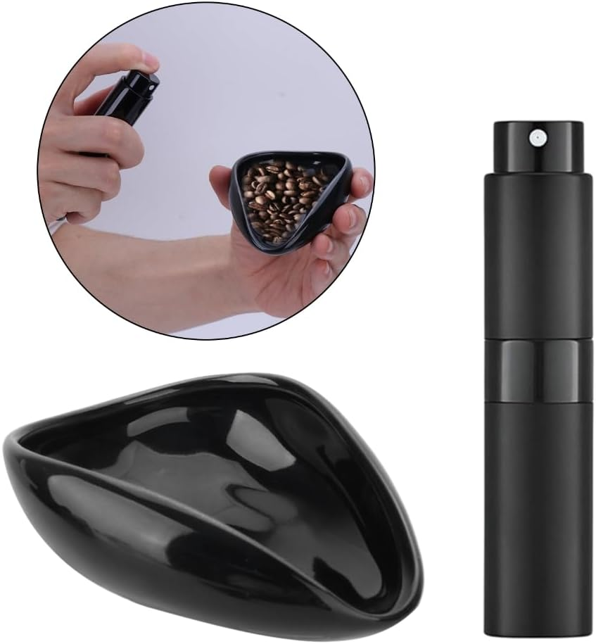 Zeizafa Professional Coffee Bean Dosing Cup Coffee Accessories Ceramic Dosing Tray Spray Bottle Suitable for Consistent Brewing Spray Bottle Black image number 3