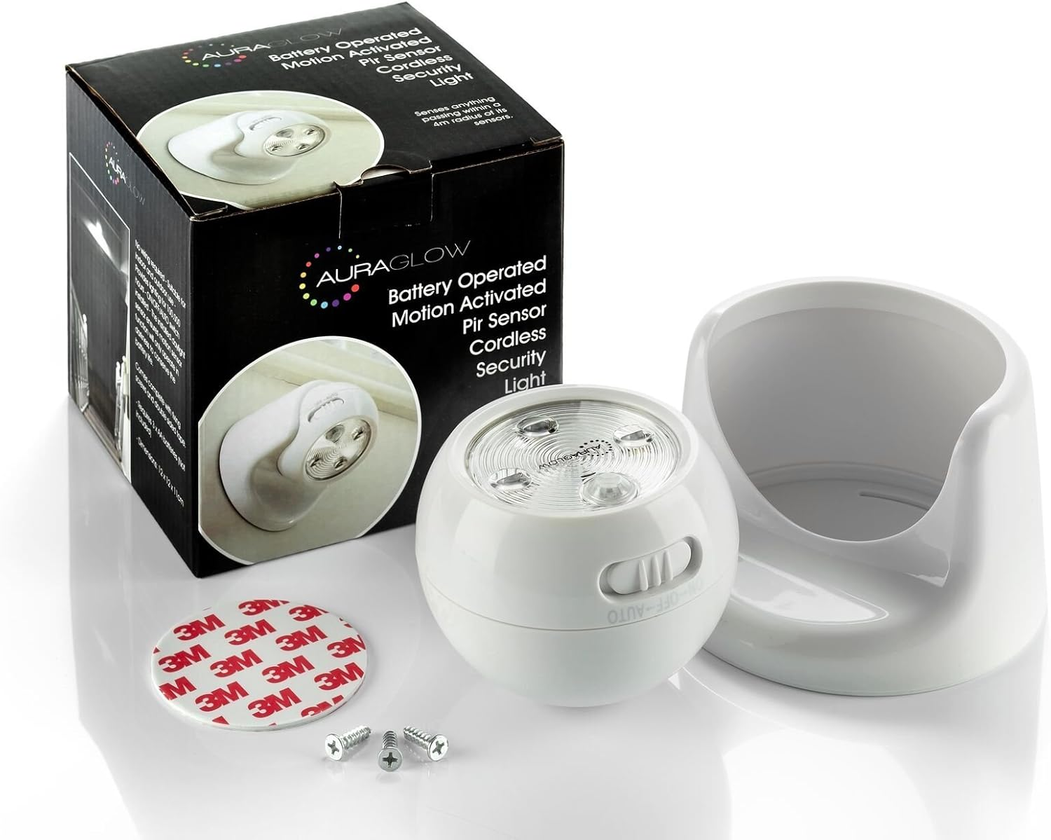 Auraglow Battery Operated Motion Activated PIR Sensor Detachable Cordless LED Security Light (White, No Batteries) image number 1