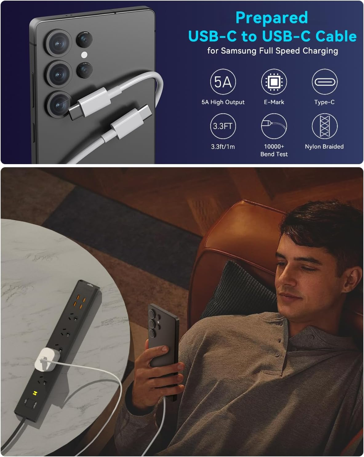 Super Fast Charger 2Pack - 25W USB C Wall Charger for Samsung with USB-C to C Cable, Type C Wall Adapter Compatible with Samsung Galaxy S25 Ultra//S25+/S24+/S24/S23/S22/S21, Galaxy S10/A54 image number 1