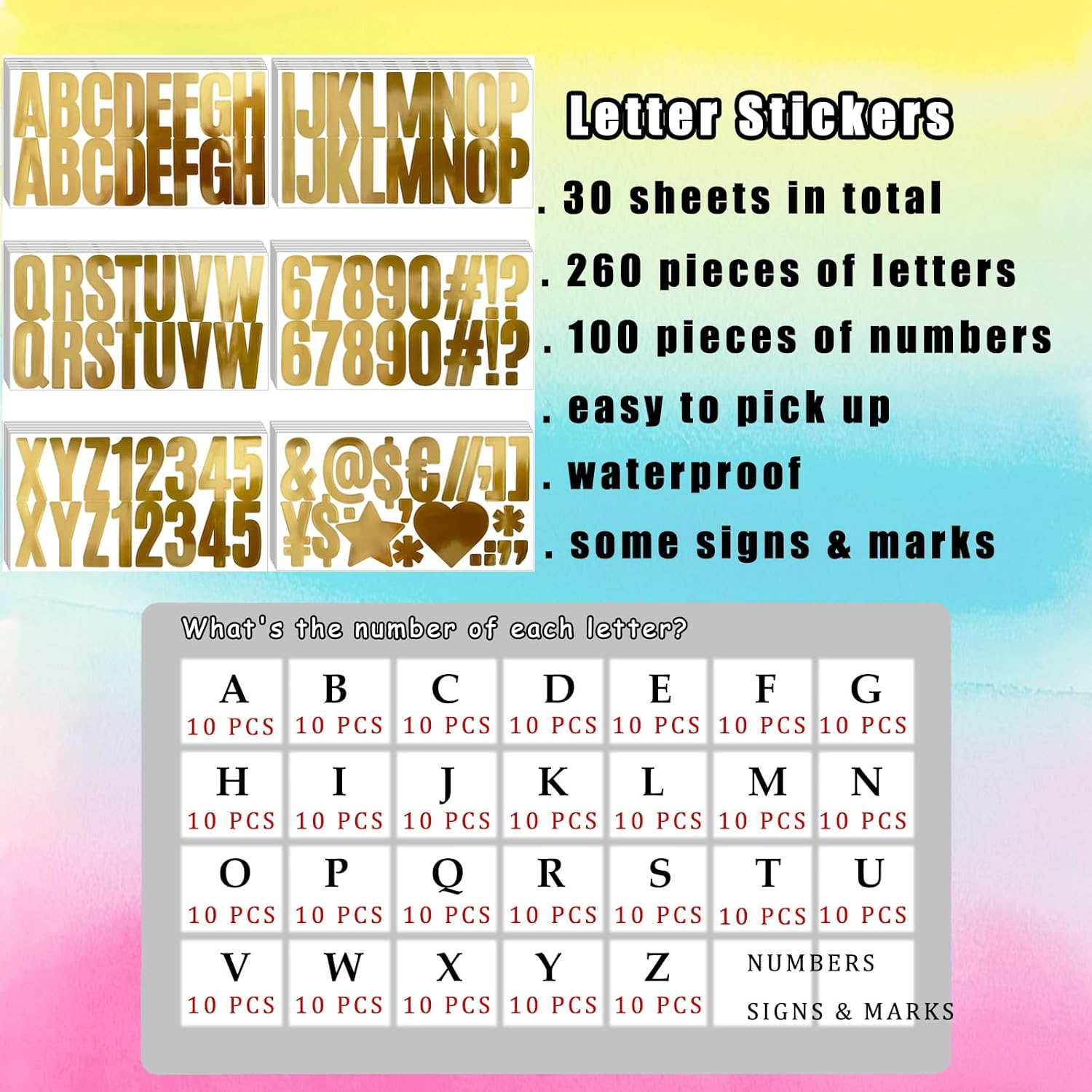 Bemeol 500 Pieces 30 Sheets Large Letter Stickers 2.5 Inch Alphabet Letter Stickers Self Adhesive Letters for Bulletin Board Mailbox Door Classroom Home Decor image number 5