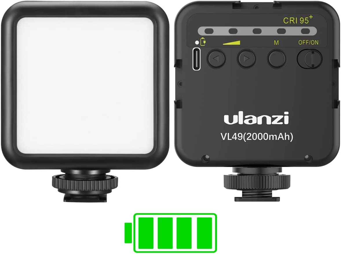 ULANZI VL49 2000Mah LED Video Light W 3 Cold Shoe Mounts Type C Charging Soft Light Panel for DJI OSMO Mobile 3 Pocket Zhiyun Smooth 4 Sony RX100 VII Canon G7X Mark III A6400 6600 Gopro 8 7 6 5 Vlog