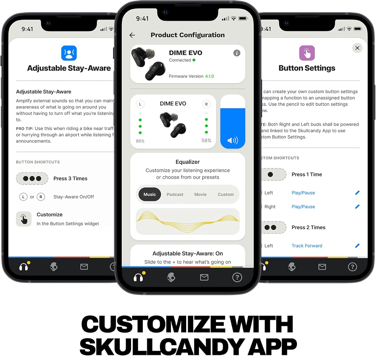 Skullcandy Dime Evo In-Ear Wireless Earbuds, 36 Hr Battery, Microphone, Works with Iphone Android and Bluetooth Devices - Preppy Summer Resort image number 4