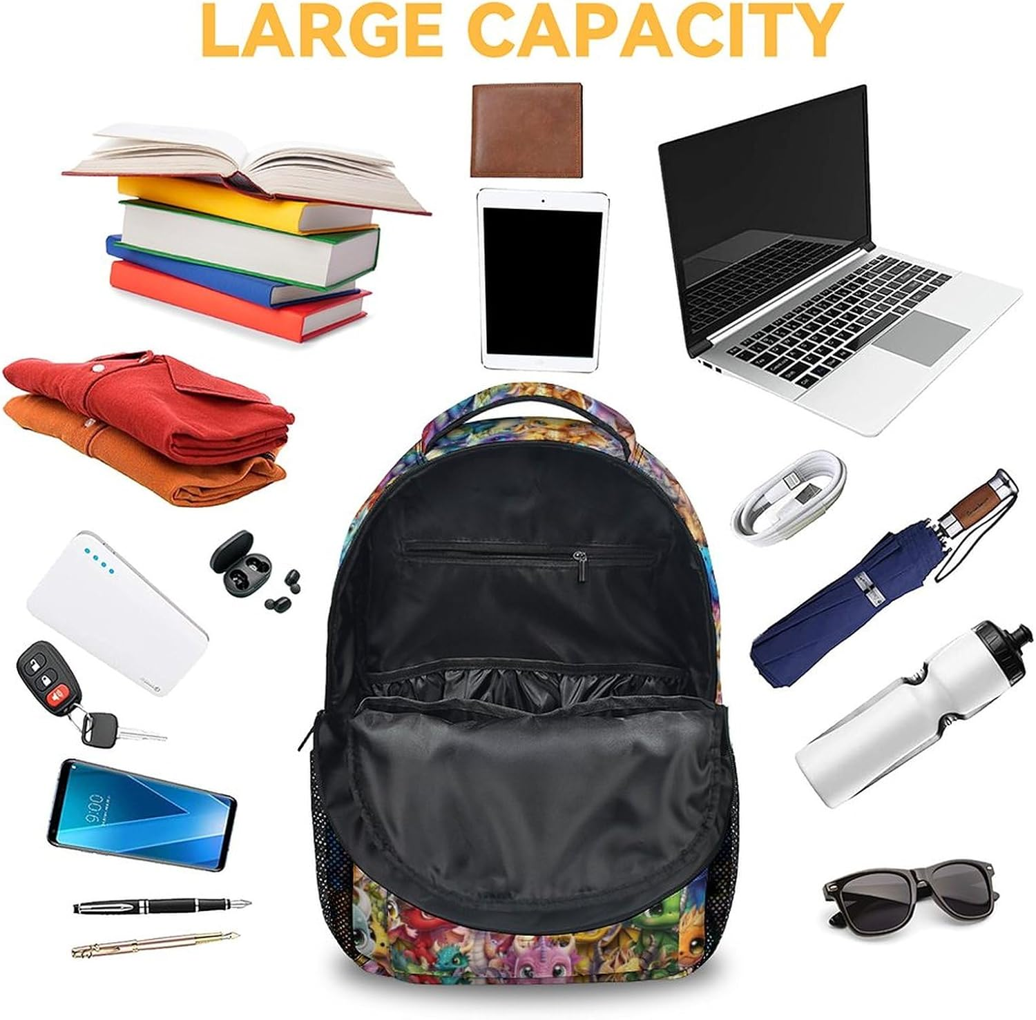 NICEFORNICE Dragon Backpack for Kids, 17 Inch Cute Backpacks for School, Lightweight Bookbag for Girls image number 5