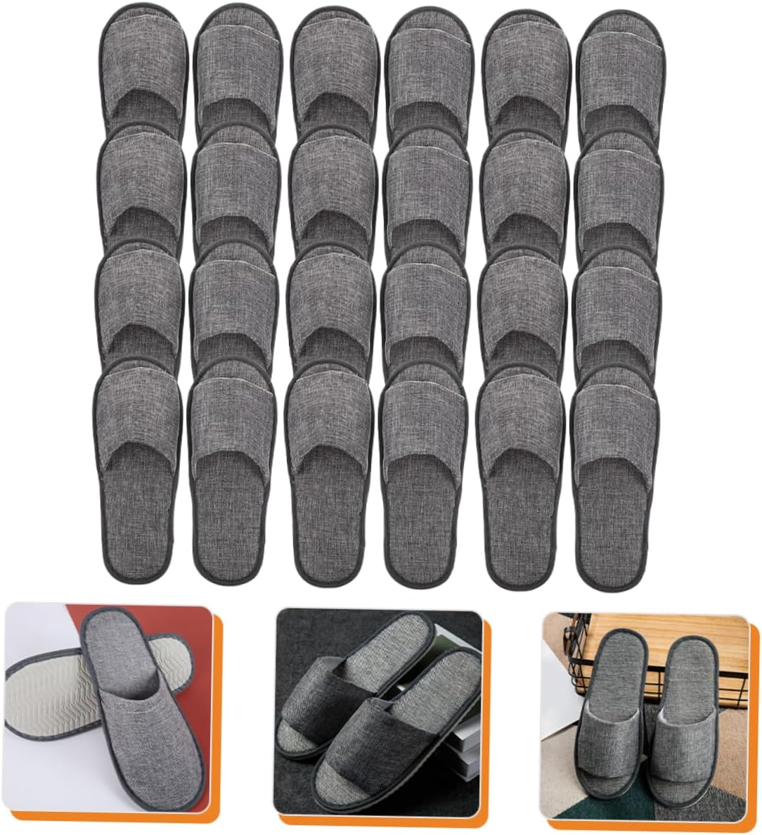 Vaguelly 12Pairs Slip Slippers for Men Travel Guest Open Toe Breathable Indoor Slippers image number 2