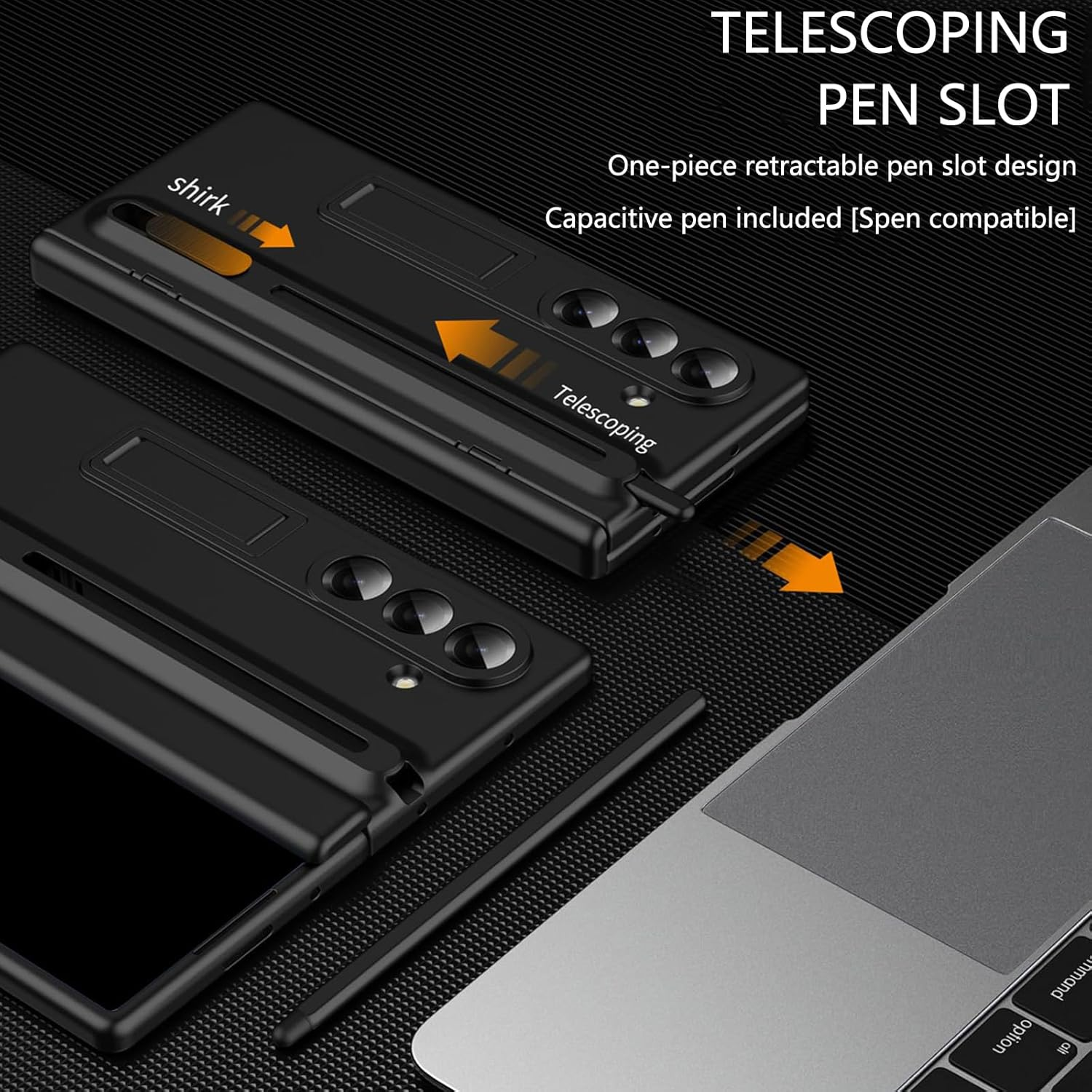 Komiyaa for Samsung Galaxy Z Fold 7 Case with Pen & Pen Holder, Built-In Front Screen Protector and Hinge, Ultra-Thin Silky Liquid PC Frosted Design Protective Case for Samsung Fold 7 (Black) image number 6