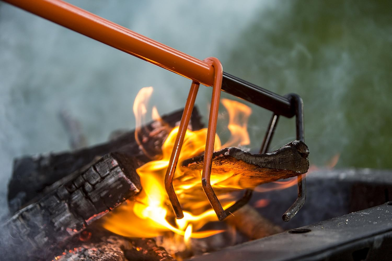 Firebuggz Fireplace Tools - 32" Original Log Lugger Mini Campfire Wood Placement Tool, Heavy Duty Metal Wood Turner and Grabber, Campfire Accessories, Log Grabber Fire Tongs for Fire Pit, Made in USA image number 1