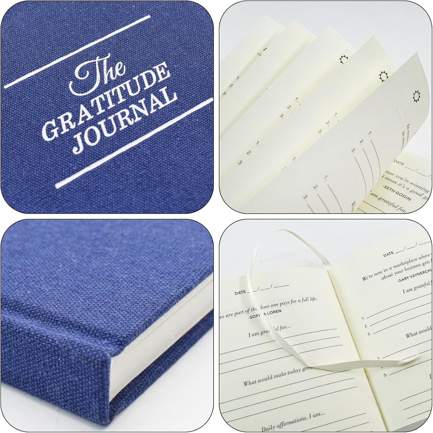 VANRA Gratitude Journal for Women Men, Undated Daily Journal Planner for Manifestation Guide Life Affirmation, Hardcover Self-Care Positivity Journal (Blue) image number 3