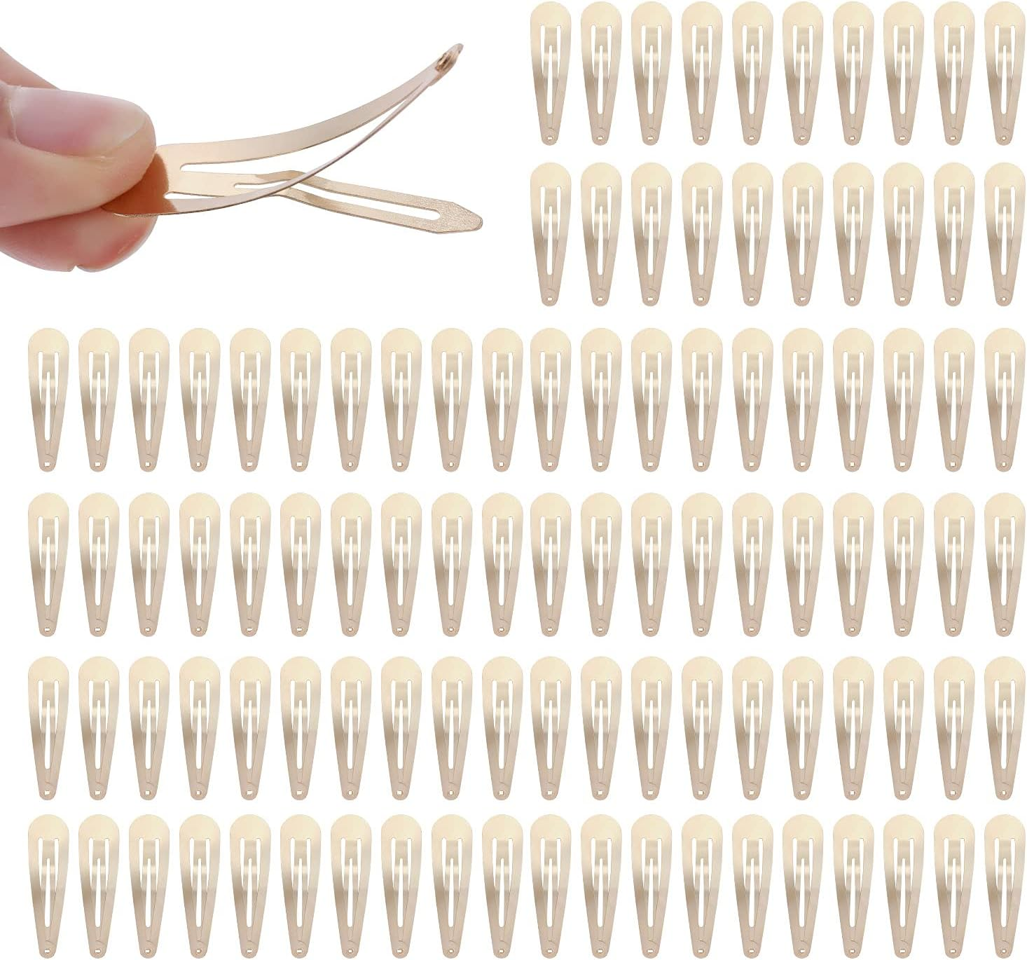 Lawie 100 Pack 6 CM Silver Blank Snap Metal Hair Clips 2.5 Inch Small Plain Base Hair Barrettes Gray Hair Pins Thin Fine Bang Hair Grips Arts and Crafts DIY Hair Accessories Bulk for Women Girls Kids