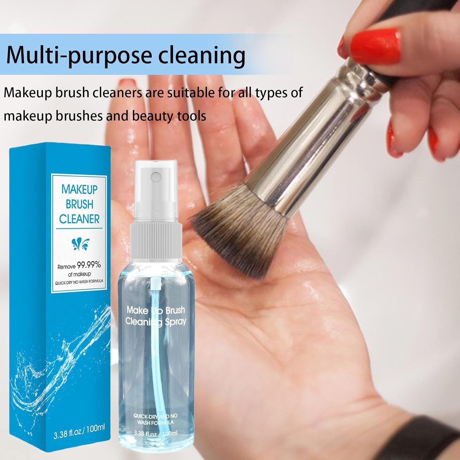 Cosmetic Brush Cleaner Solution,100Ml Deep Cleaning Spray | Gentle Makeup Remover, Makeup Brush Cleaner Spray for Beauty Sponge, Powder Puff image number 3