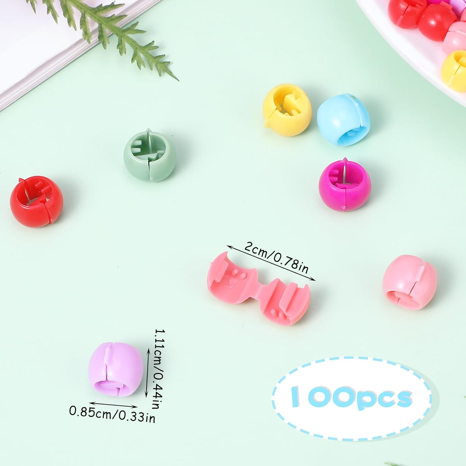Hair Beads, 100 Pcs Mini Hair Clips Braid Clips, Rainbow Plastic Tiny Claw Clips Cute Candy Colors Hair Decorations Colorful Beads Clip Wear Hair Accessories for Women and Girls (Mixed Colors) image number 2