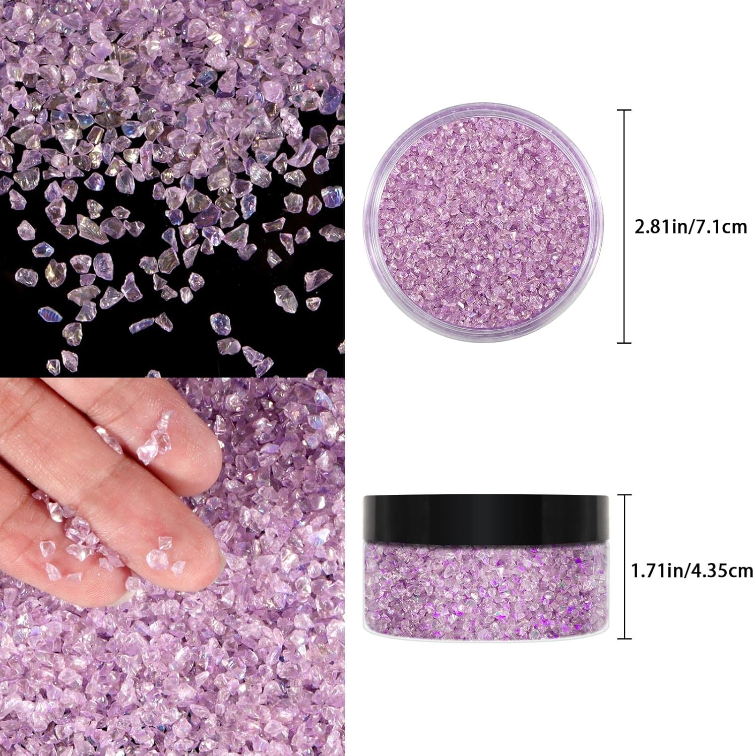 Ceya 5.3Oz/ 150G Crushed Irregular Glass Pale Lilac Metallic Crystal Chip Broken Glass Chips Glitter 2-4Mm Craft Chunky Glitter for Nails Art Epoxy Resin Mold Coasters Ornament Painting Geode - Gold image number 3