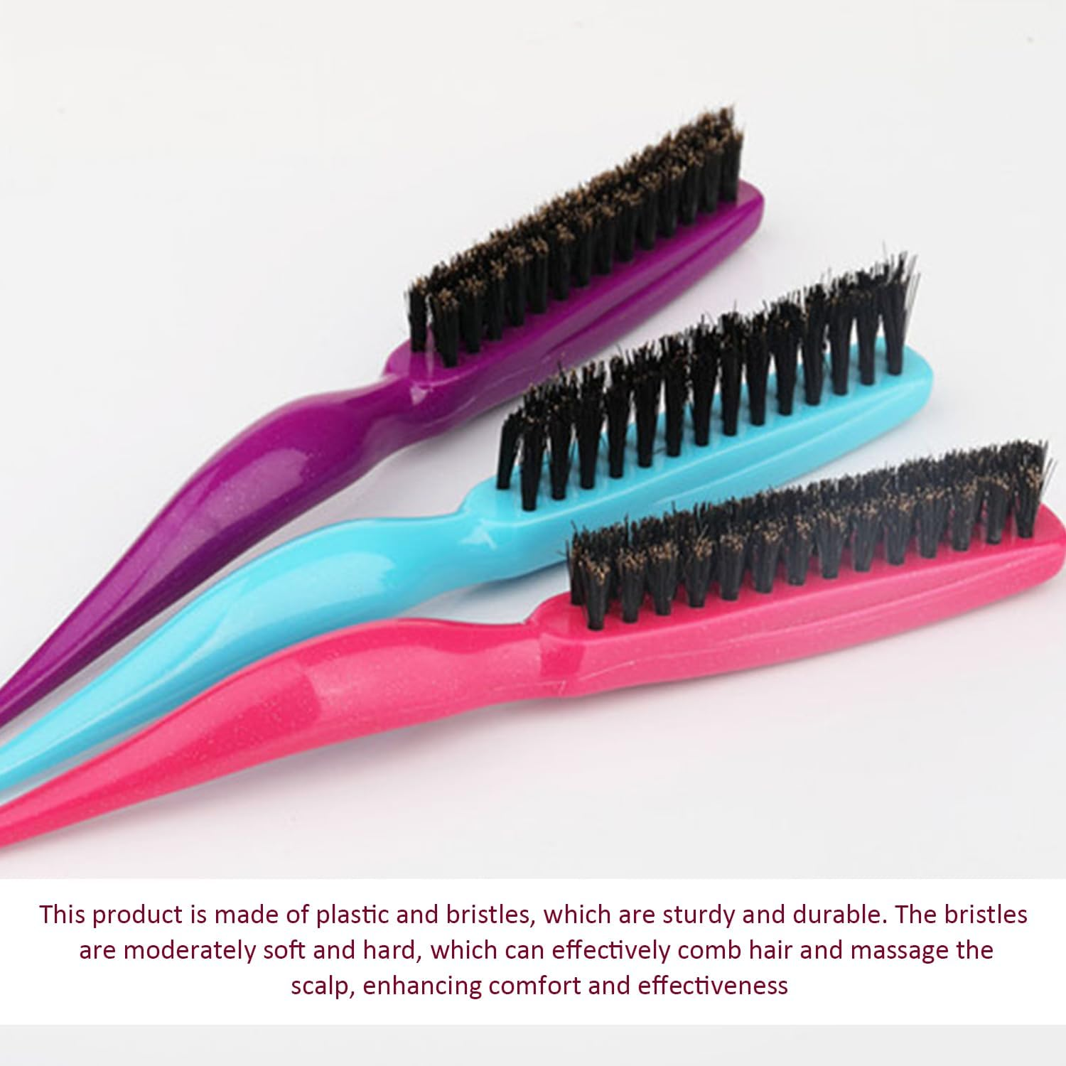 Pack of 4 Wild Boar Bristle Brushes, Back Detangling Brush, Smoothing Women'S Hair Brush, Hair Straightening Brush, Suitable for Scalp Massage, Straight or Curly Hair image number 2