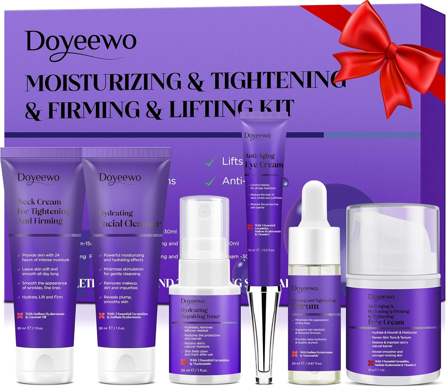 Skin Care Set, Professional Tighten Lift Firm Skincare for Women Teens Teenage Girl, Hydrate Anti-Aging Facial Skin Care Routine Kit, Travel Skincare Gift Set, Wife Mom Womens Gifts for Christmas image number 4