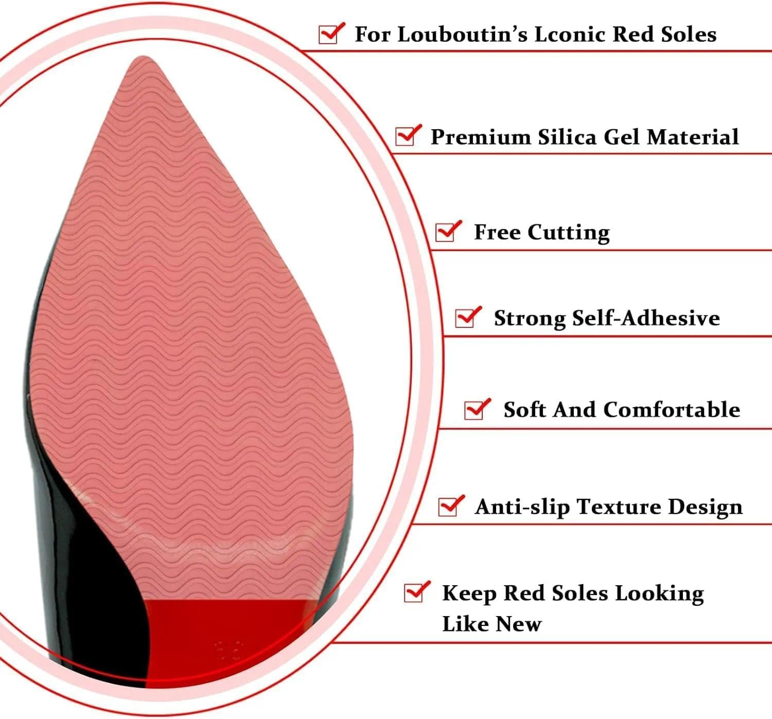 Shoe Sole Protector, Non-Slip Shoe Pads, Red Bottom Protectors for High Heels, Non-Slip Shoe Pads, Compatible with Stilettos, Sandals, 2 Pairs, 15.24 Cm X 10.16 Cm, Clear - Leralsta image number 3