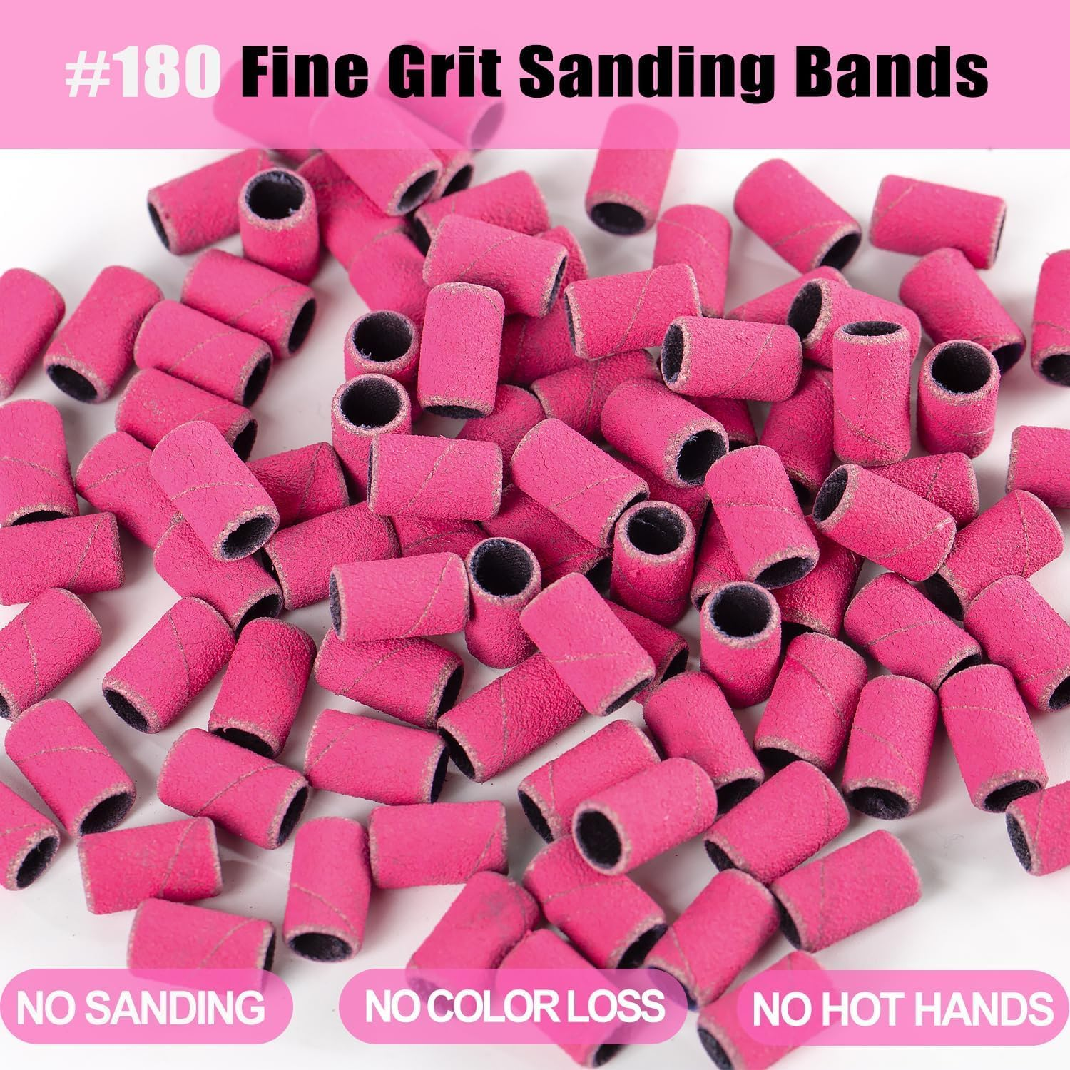 Yisis Nail Drill Bits, 135 Pcs Sanding Bands for Nail Drill, Nail Tips for Drill Bits Nail Tech, Mix 80#120#180#240# Fine Grit File Sanding Bands for Acrylic Gel Manicures Pedicure - 5Pcs image number 2