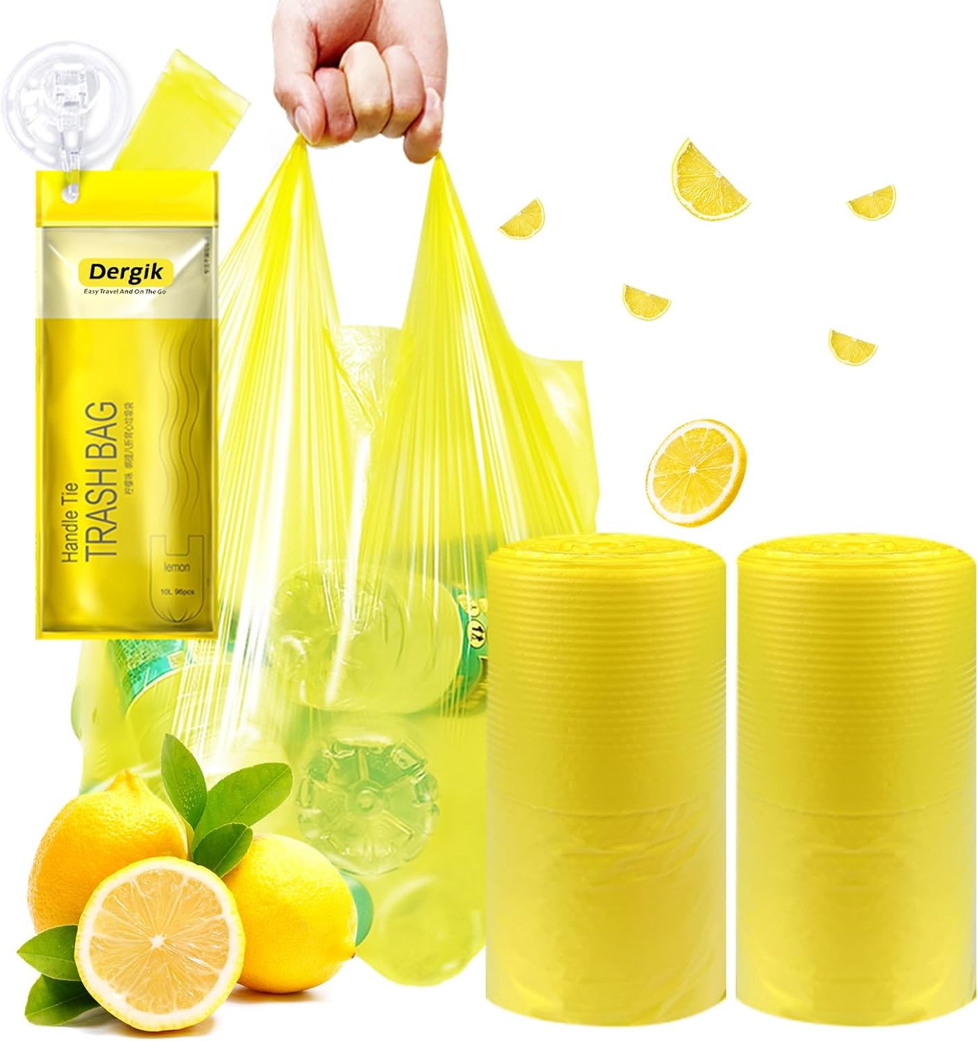 Large Adult Diaper Disposal Bags (18 X 23In), 96 Count, Lemon Scented, Discreet Waste Disposal for Elderly, Baby Dipaer Trash Bags, Sanitary Prouducts & Pet Waste Disposal, Yellow