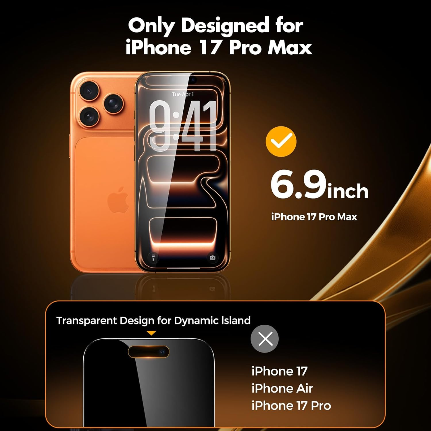 Unbreakcable Tempered Glass Privacy Screen for Iphone 17 Pro Max, Privacy Screen Protector [99.99% HD Clarity, 9H Hardness, Easy Installation, Case-Friendly, Bubble-Free] for Apple 17 Promax 6.9 Inch image number 4