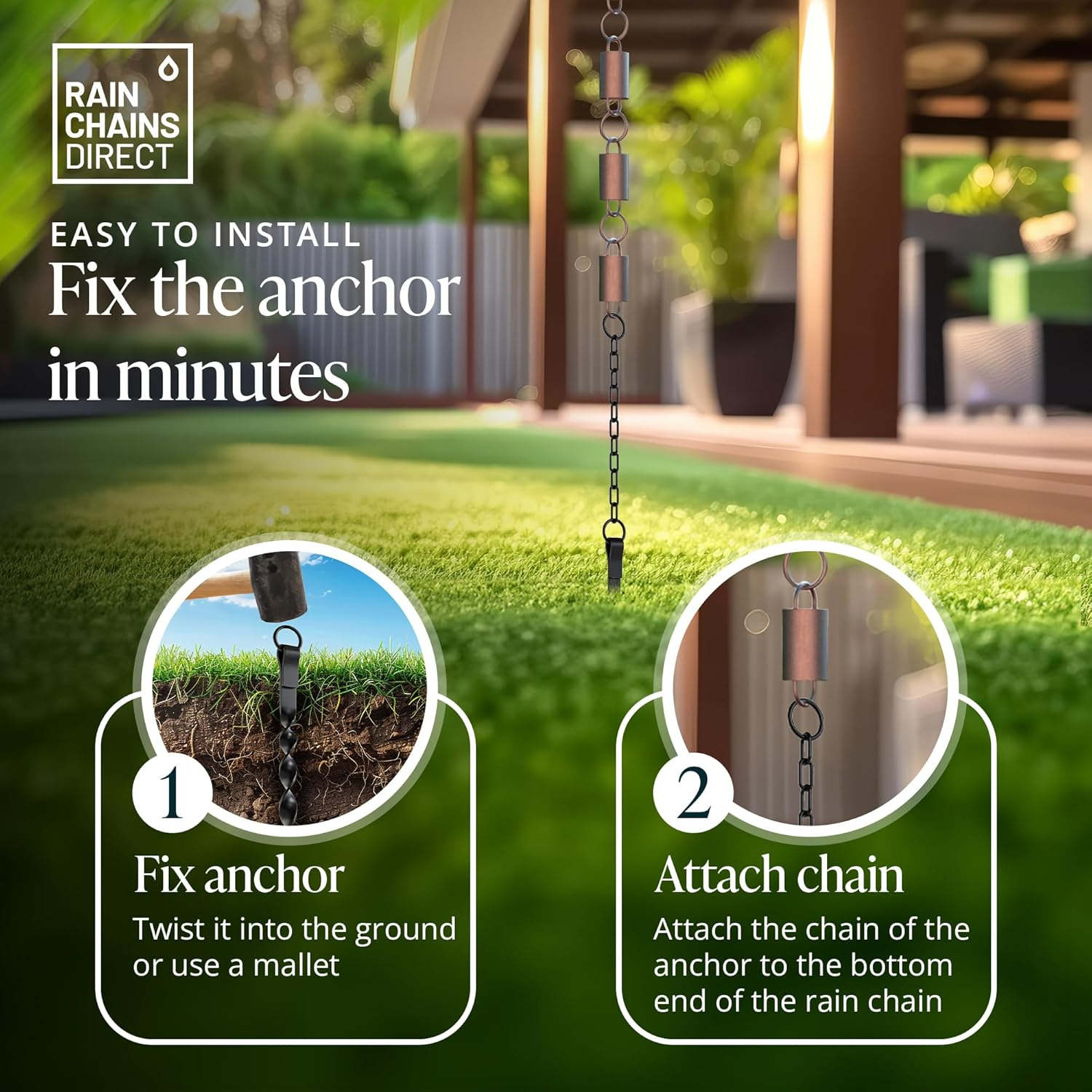 Rain Chains Direct - Rain Chain Ground Anchor/Stake - Aluminum - Black Powder Coated - for Rain Chains image number 3