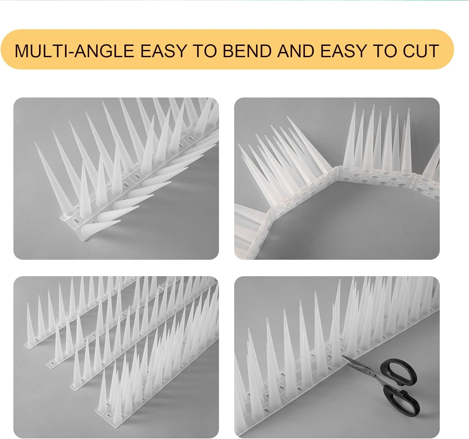 OFFO Bird Spikes Pigeon Outdoor Spikes 10Cm High for Cat Keep Birds Raccoon Woodpecker Away Covers 2.44M(8 Feet), Frosted Clear image number 4