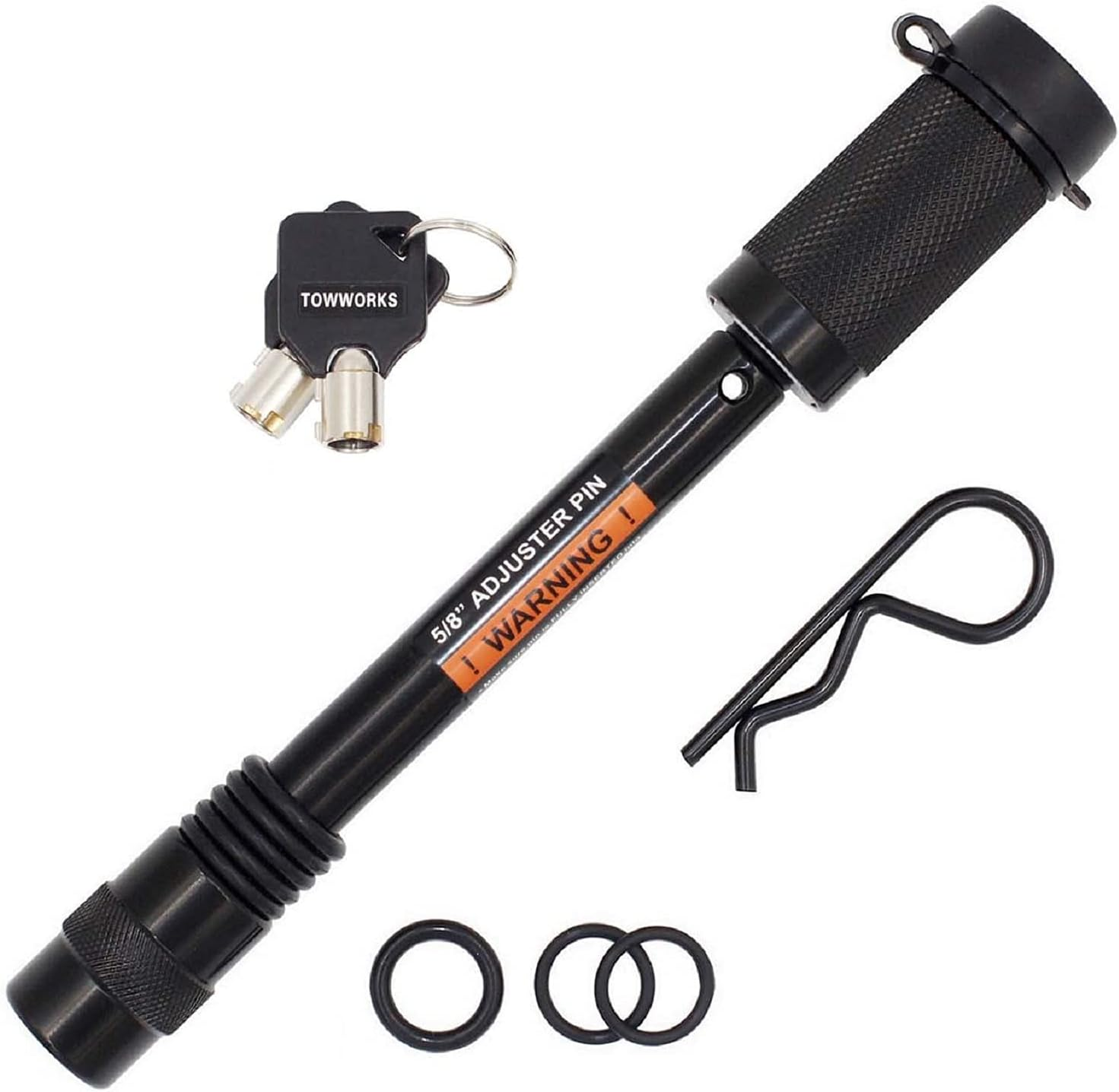 Towworks 79831 Keyed Unique 5/8" Trailer Hitch Lock with Extra Long 4-1/2" Span, Double Safety Tow Hitch Locking Pin for 3" Receivers and Adjustable Channel Mounts image number 5