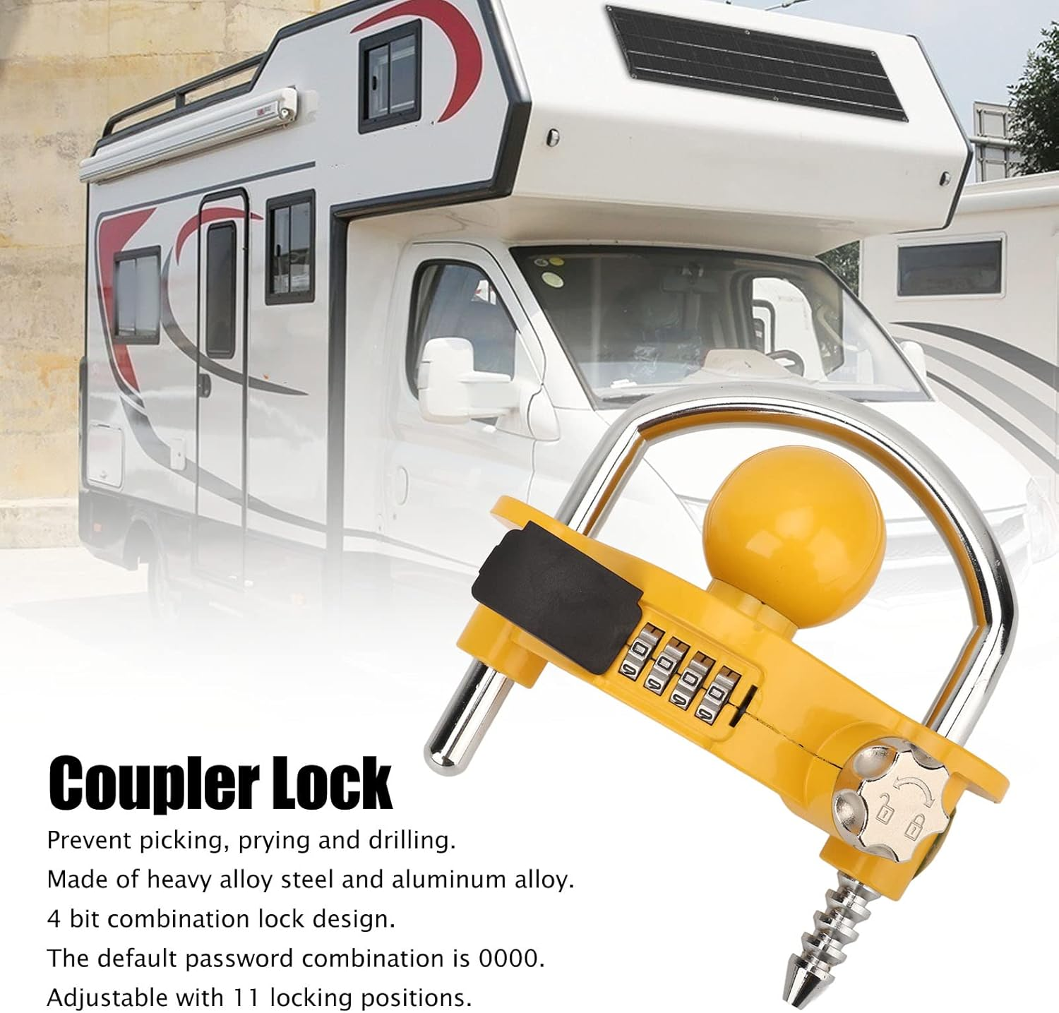 Trailer Coupler Lock U Shaped Combination Lock for Security Universal Design with 11 Locking Positions for Better Durability image number 3